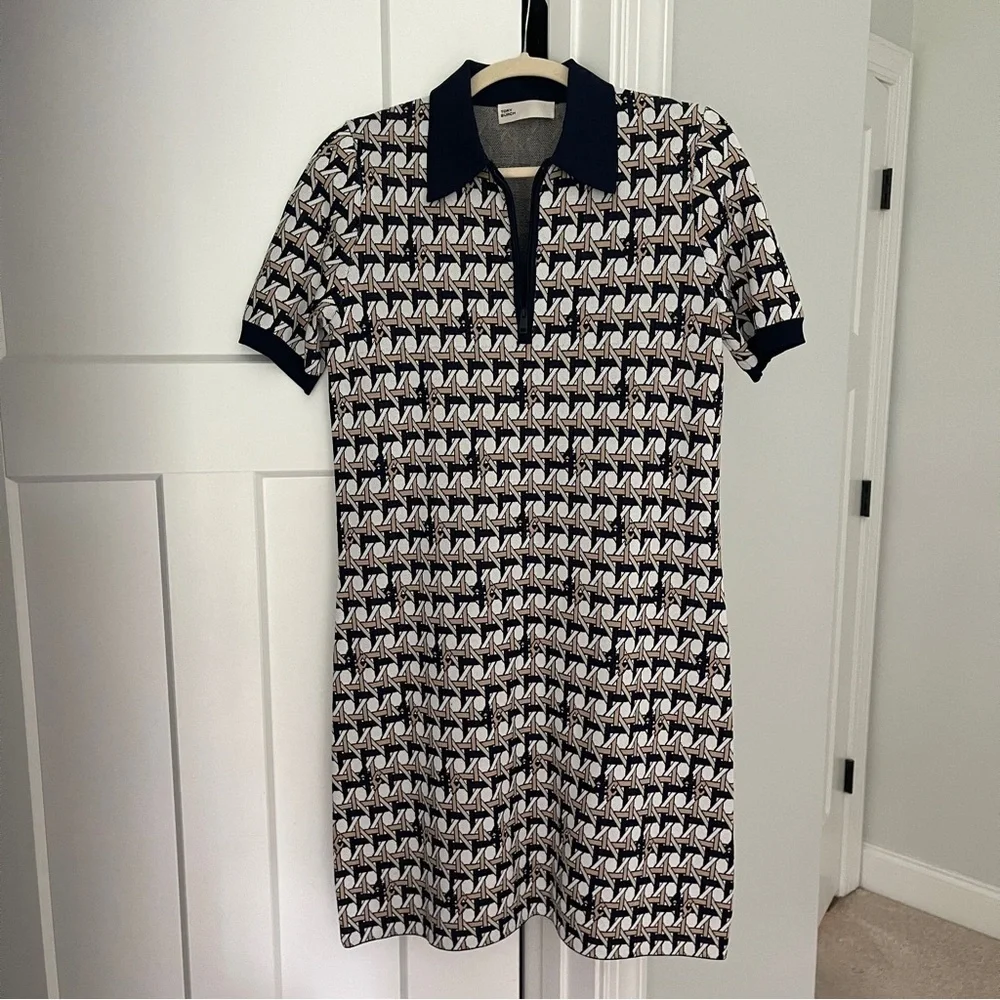 Tory Burch Basketweave Polo Mini dress zip front‎ collar
